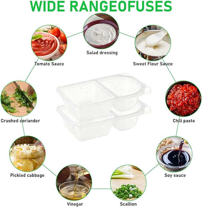 20 Sets 10oz Reusable Snack Containers with Lids – Double Compartment Snack Pack Containers,Plastic Container for Sauce Snack – Snacks Box Meal Prep Travel