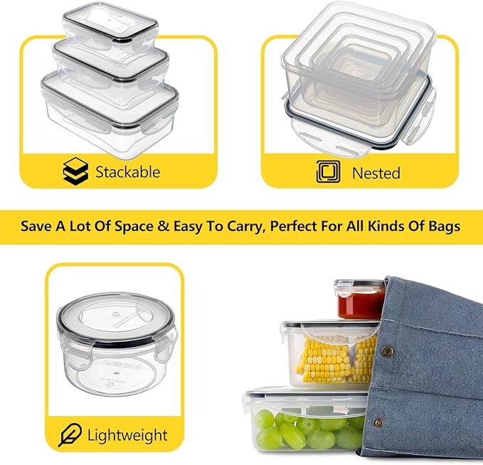 52 PCS Food Storage Containers Set with Airtight Lids (26 Lids &26 Containers) - BPA-Free Plastic Food Container for Kitchen Storage Organization, Salad Fruit Lunch Containers with Labels & Marker