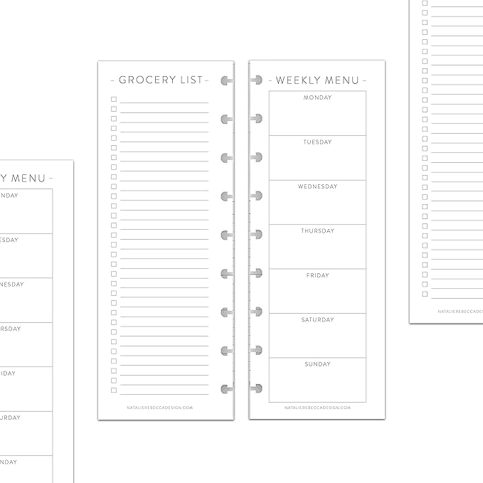 BetterNote Skinny Menu Grocery List Refills for Disc Notebooks, Fits Levenger Circa, Happy Planner, TUL, Staples Arc, InkWell Press, Half Sheet Page, Classic (9-Disc, 3.5"x9.25")