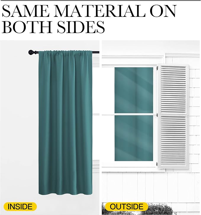 NICETOWN Window Curtains for Bedroom, Sea Teal, 2 Panels, W42 x L48 -Inch - Image 5