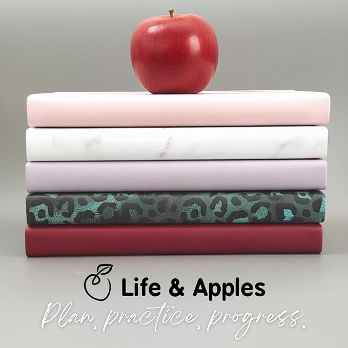 Life & Apples Wellness Journal Planner – Food Log, Fitness Tracker, Habit Tracker, Weight Loss Journal for Diet Tracking and Health Goals, Undated, Size A5 Aquamarine