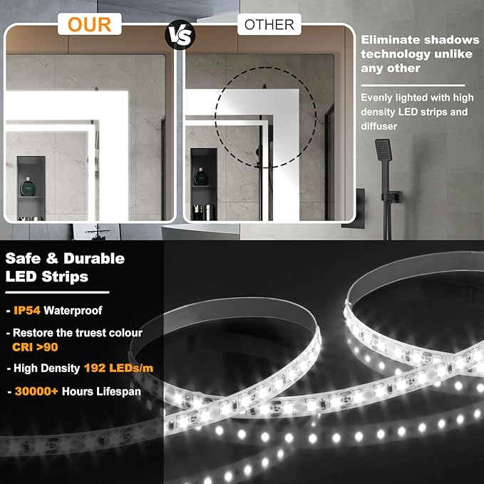 Ratsamee 40x30 Inch LED Bathroom Mirror - Image 7