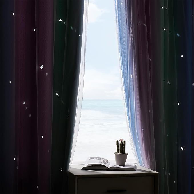 XiDi Blue Curtains for Bedroom Decor Green Curtains for Girls Kids Room Purple - Image 9