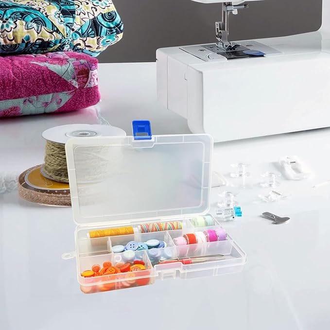 DUOFIRE Plastic Organizer Container Storage Box Adjustable Divider Removable Grid Compartment for Jewelry Beads Earring Container Tool Fishing Hook Small Accessories（15 grids，White x 2）