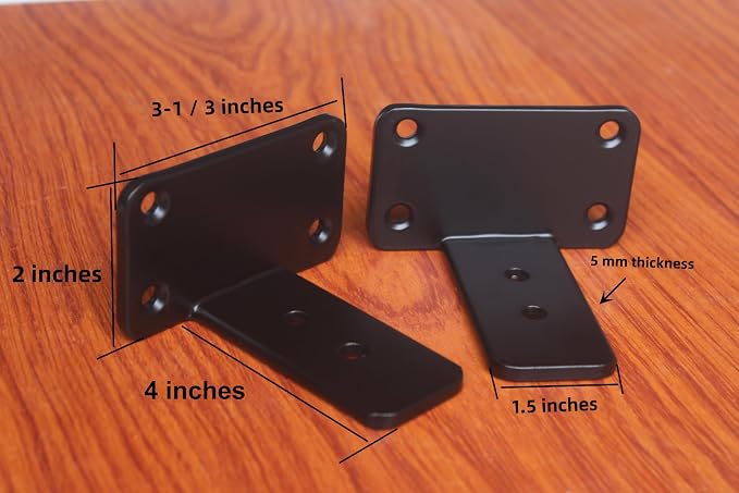 4 Pack - 4 inch Black Hidden L Shelf Bracket Iron Floating Shelf Brackets - Image 2