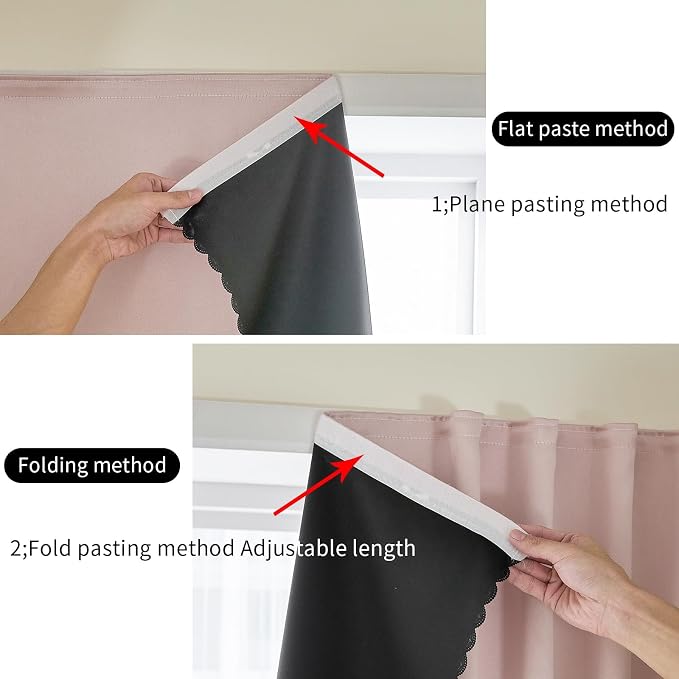 AJAZZ 100% Blackout Self Adhesive Curtains Small Window Short Temporary - Image 5