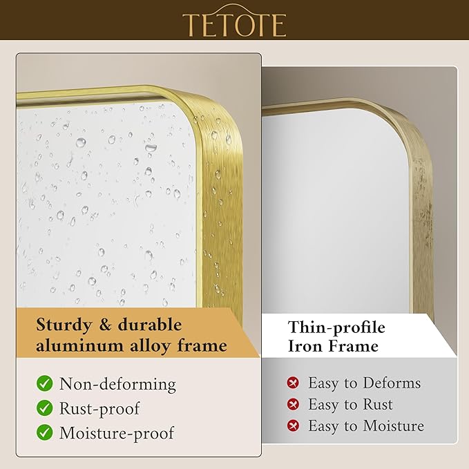 TETOTE 36 x 36 Inch Gold Mirror - Image 3