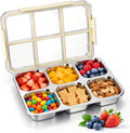 Palksky Snack Box Stainless Steel 6 Compartment, Reusable Snack Containers with Lids, Portion Control Snack Boxes for Adults, Ideal for Office Desk, Travel, Picnic & Fitness, 1 Packs