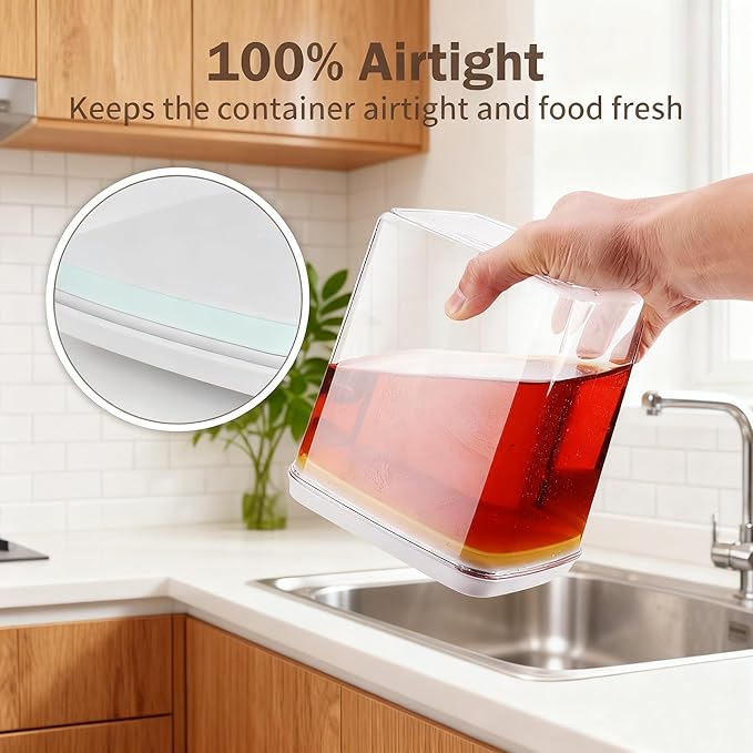 Pop Food Storage Containers Set Large Airtight Food Storage Containers with Pop Lids, Kitchen Pantry Organization and Storage, Cereal, Rice, Flour, Pasta & Snack Container, BPA Free, 2 x 2.8Qt