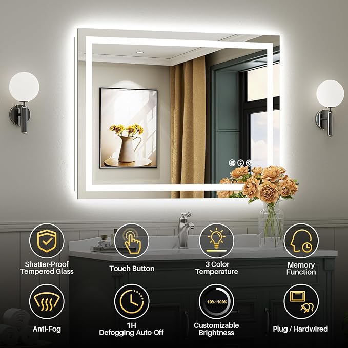 Briivue 48x36 Inch LED Bathroom Mirror - Image 2
