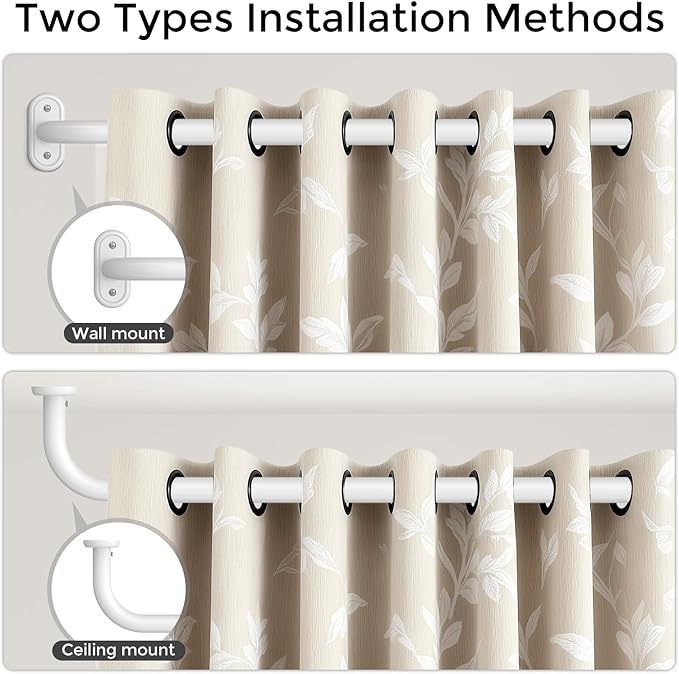 Curtain Rods 36-120 Inch, 1 Inch Adjustable Long Heavy Duty Room Darkening - Image 4