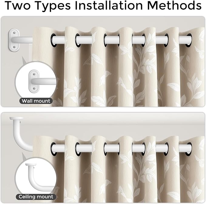 2 Pack Curtain Rods 32-46 Inch, 1 Inch Adjustable Heavy Duty Room Darkening - Image 4