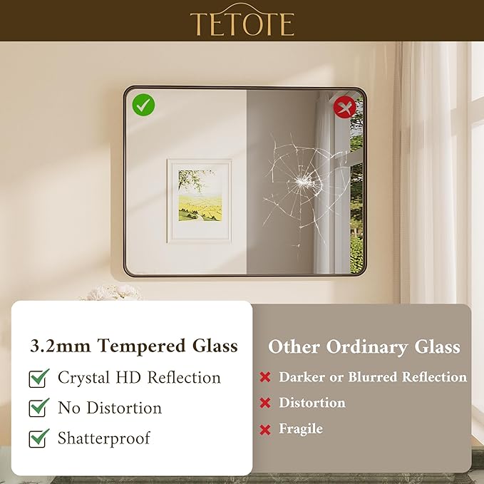 TETOTE Black Vanity Mirror 28 x 36 Inch - Image 4