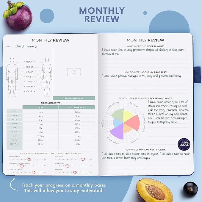 Clever Fox Wellness Planner - Weekly & Daily Health and Wellness Log, Food Journal & Meal Planner Diary for Calorie Counting, Notebook for Medical Condition Tracking, A5-Sized - Mystic Blue