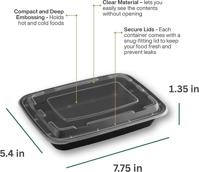 Meal Prep Containers [30 Pack] Rectangular Food Storage Containers with Lids, Bento Box, BPA Free, Stackable, Microwave/Dishwasher/Freezer Safe To Go Food Containers for Meal Prep (16 oz)