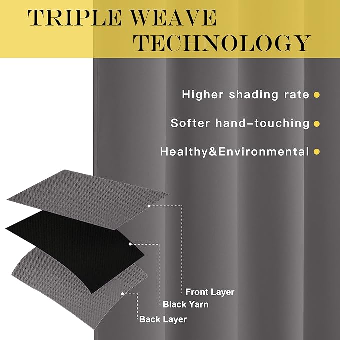 NICETOWN Grey Blackout 108 inch Curtains - Image 5