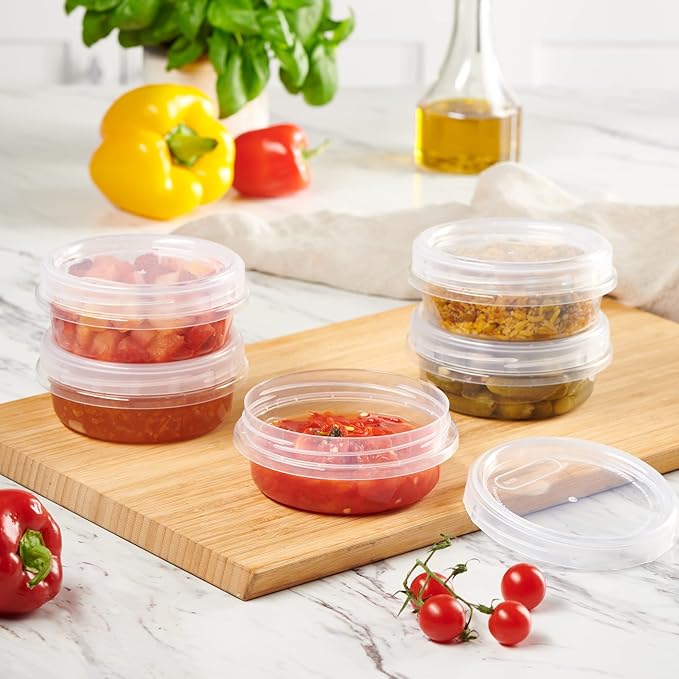 PLASTICPRO 6 Pack Twist Cap Food Storage Containers with Clear Screw on Lid- 8 oz Reusable Meal Prep Containers - Freezer and Microwave Safe Clear Plastic Food Storage