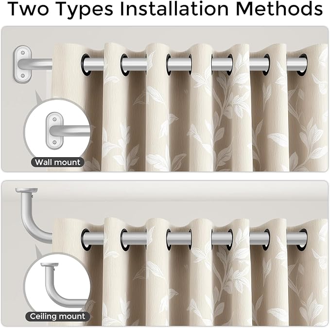 2 Pack Curtain Rods 36-88 Inch, 1 Inch Adjustable Heavy Duty Room Darkening - Image 4
