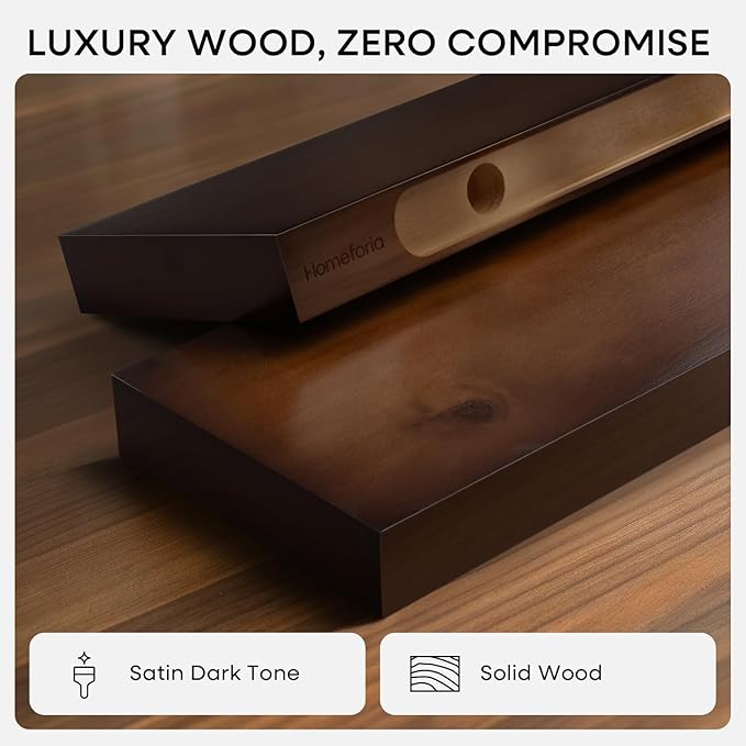 Homeforia Walnut 18 inch Floating Shelf, High End Solid Real Wood 18inch - Image 3