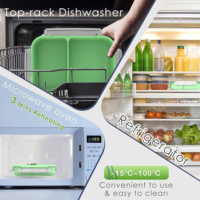 WHALEHOUSE Large Capacity Bento Lunch Box for Adult, 1600ML 2 Compartments Meal Prep Container with Utensil, Airtight Food Storage Container with Snap Locking Lids, Microwave/Dishwasher/Freezer Safe
