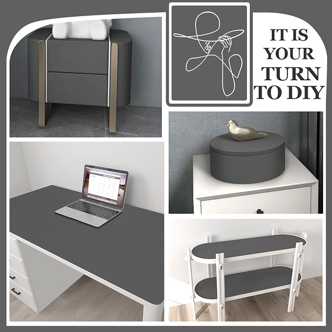 practicalWs Grey Wallpaper Peel and Stick Wallpaper Dark Grey Matte Textured - Image 5