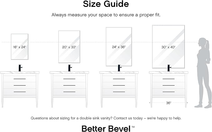 Better Bevel Frameless Square Mirror | 24" x 24" Bathroom Wall Mirror w/Beveled - Image 9