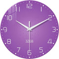 XNM Large Wall Clock for Girls Room 16 Inch Purple Clock Battery Operated Glass by XNMwallclock