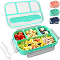 WHALEHOUSE Bento Lunch Box, 1000ML 4 Compartments Meal Prep Container with Utensil, Airtight Food Storage Container with Snap Locking Lids, Microwave/Dishwasher/Freezer Safe, On the Go