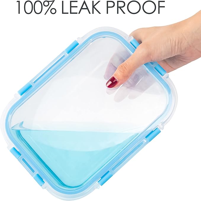 10 Pack Glass Food Storage Containers, Glass Meal Prep Containers with Lids Leak Proof, Clear Glass Bento Boxes for Adults, Microwave & Freezer Safe (34oz & 12oz)