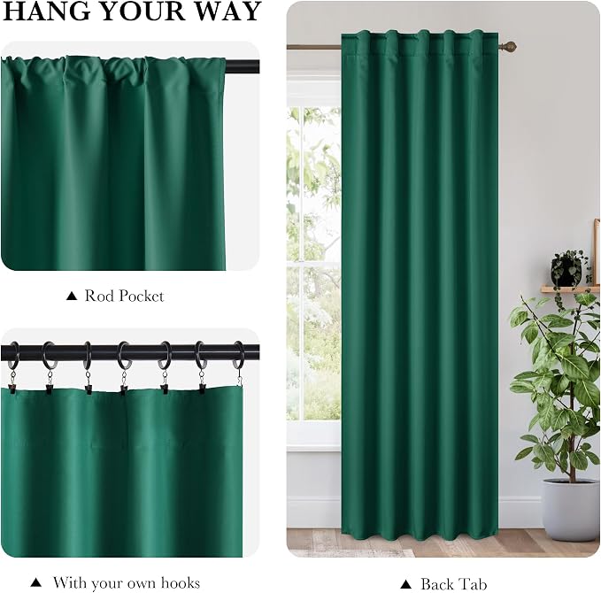 RYB HOME 100% Blackout Basement Curtains 36 inches Long, Heat & UV Blocking - Image 3