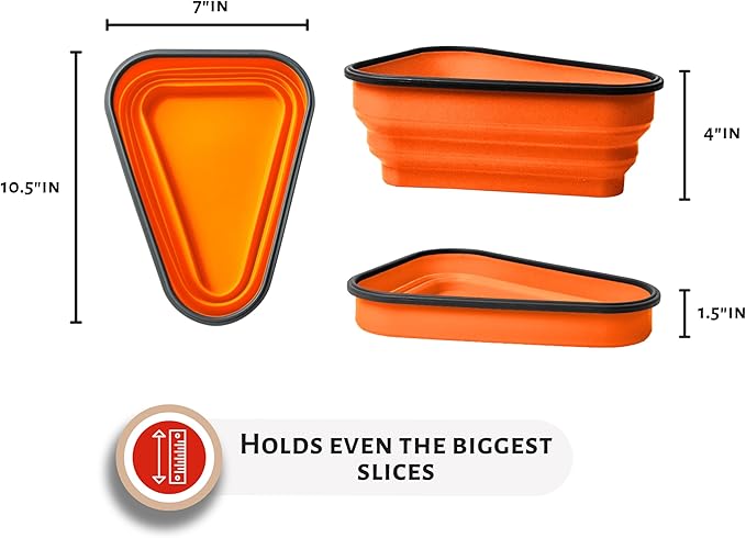 PIZZA PACK The Perfect Reusable Pizza Storage Container with 5 Microwavable Serving Trays - BPA-Free Adjustable Pizza Slice Container to Organize & Save Space, Orange 2 pk