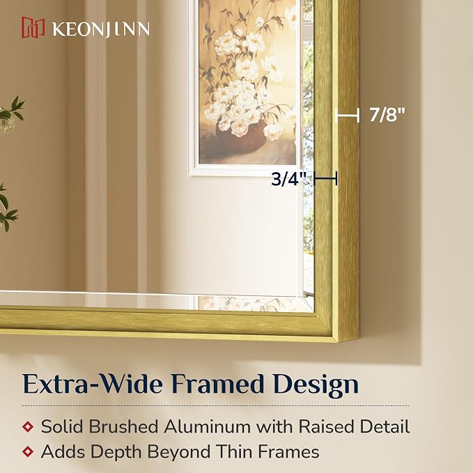 Keonjinn 24" x 36" Brushed Gold Bathroom Mirrors - Image 2