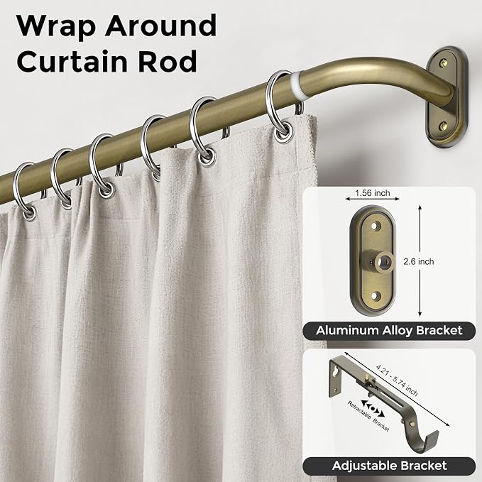 2 Pack Curtain Rods 32-46 Inch, Antique Bronze Wrap Around Blackout Curtain Rods - Image 2