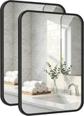 2-Pack 24x30 Inch Matte Black Bathroom Vanity Mirrors | Flush Mount Deep Set by Pocetry