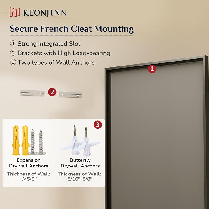 Keonjinn 48" x 36" Large Black Bathroom Mirror, Aluminum Alloy Frame Rustproof - Image 8