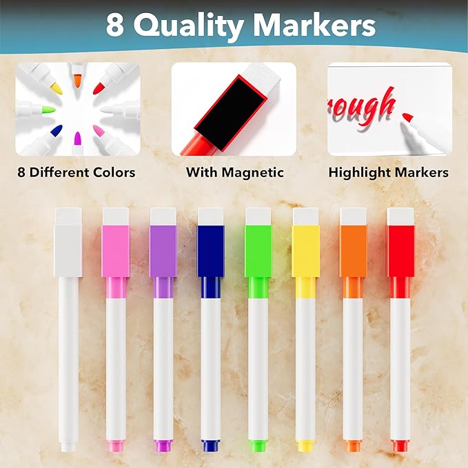Neatsure Acrylic Magnetic Meal Planner Menu Board for Kitchen Fridge w/ 8 Markers, Clear Refrigerator Weekly Dry Erase Calendar Planning Noteboard to Do/Grocery/Shopping List/Chore Chart/, 12"x9"