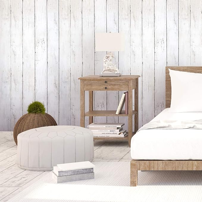 CiCiwind 393"X17.7"Wood Peel and Stick Wallpaper White Wood Wallpaper Self - Image 4