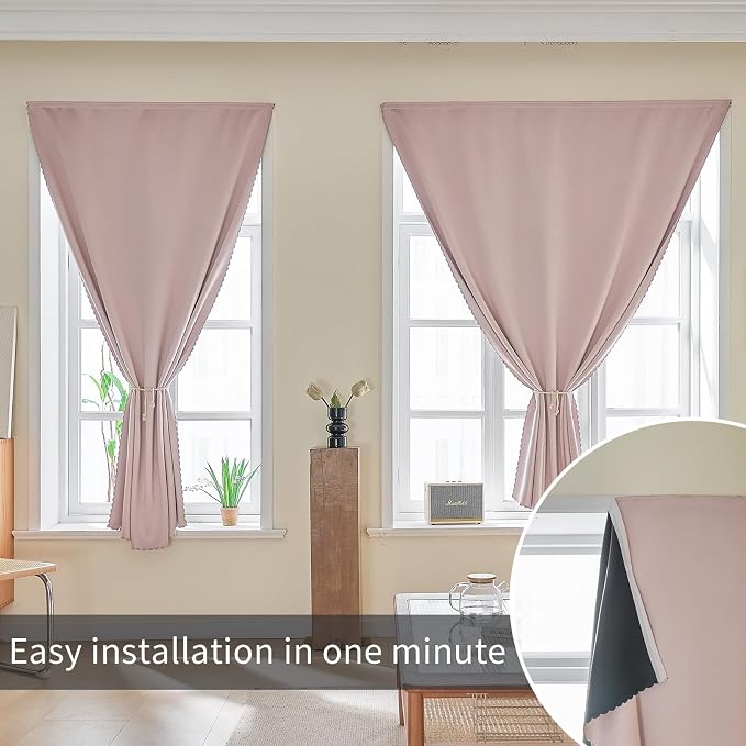 AJAZZ 100% Blackout Self Adhesive Curtains Small Window Short Temporary - Image 6