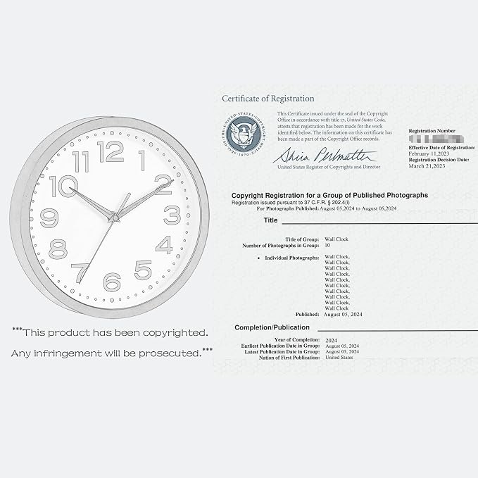 Roymnie Wall Clock Silent Non-Ticking Modern Clock Battery Operated 12 Inch - Image 9