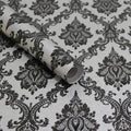 17.7" x 394" Black Peel and Stick Wallpaper Black Vintage Wall Paper by Micpolo