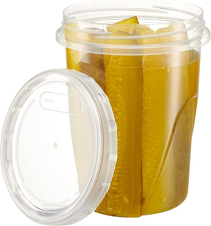 PLASTICPRO 12 Pack Twist Cap Food Storage Containers with Clear Screw on Lid- 32 oz Reusable Meal Prep Containers - Freezer and Microwave Safe Clear Plastic Food Storage