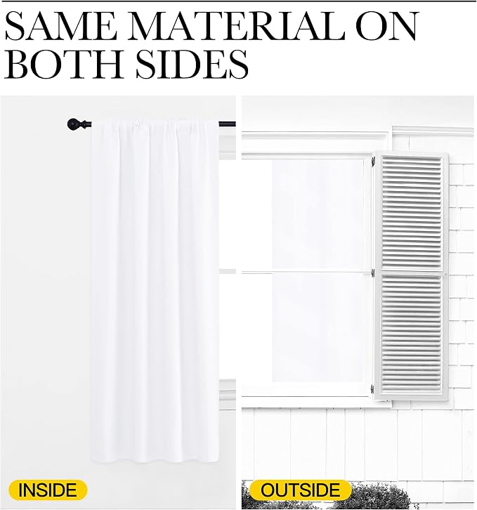 NICETOWN White Curtains 50% Blackout White Curtain Set, Modern Design Solid Rod - Image 6