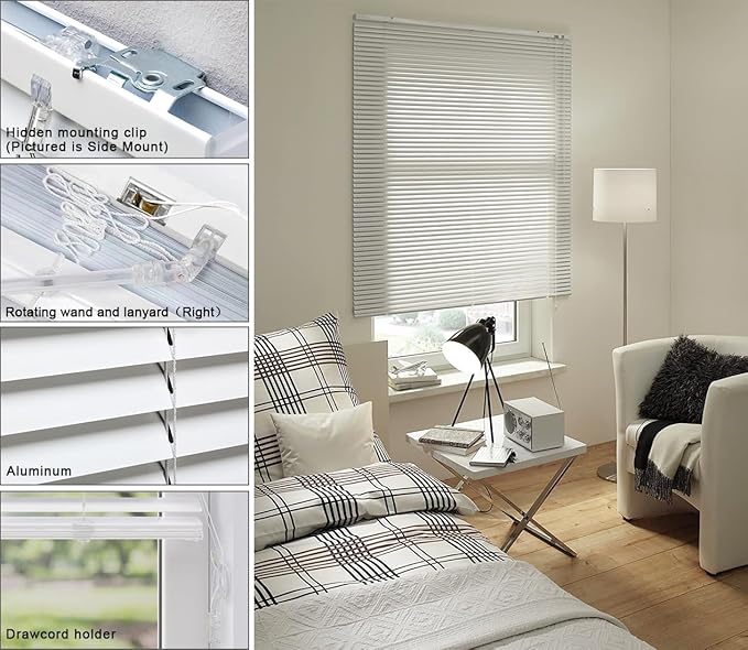 YIIBAII Mini Blinds Suitable for 47.5" W x 64" H Windows 1" Aluminum Horizontal - Image 4