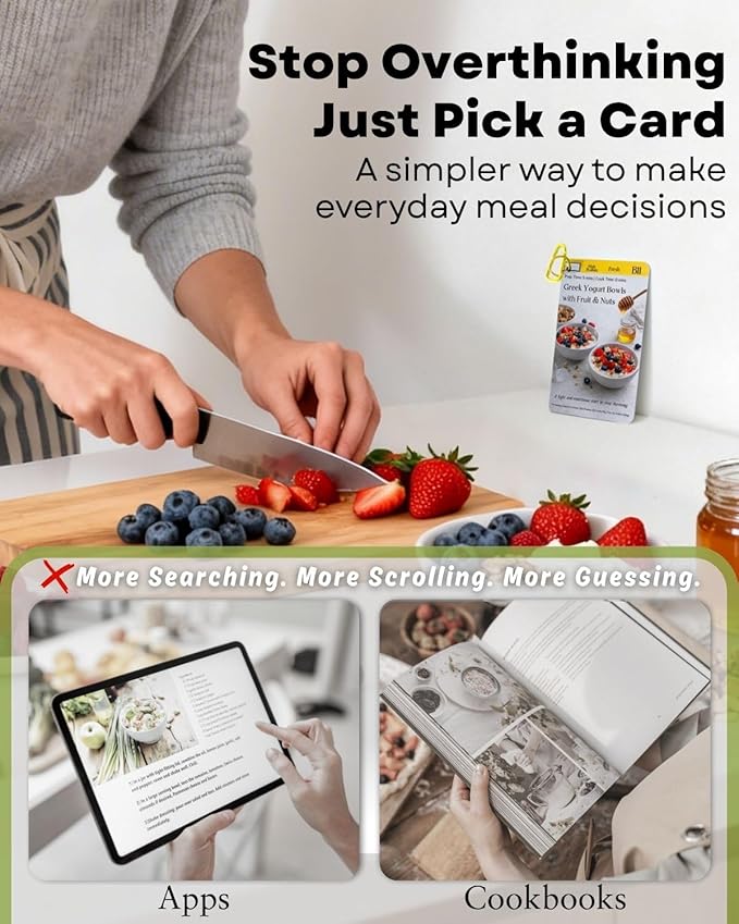 Mediterranean Diet Meal Planning Cards for Beginners, 30-Day Guided Daily Meal Planning System with Recipe Cards