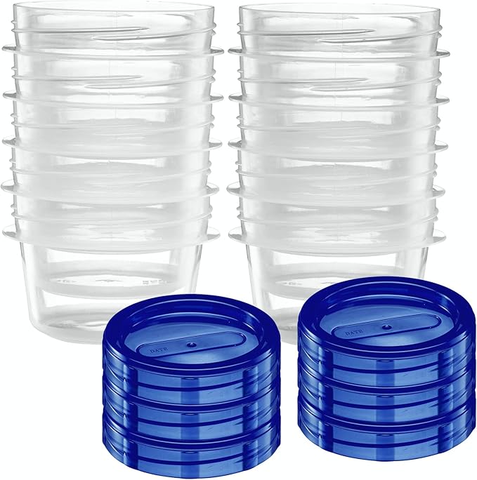 ELEGANT DISPOSABLES Twist Top Containers Small Food Storage Containers Blue Screw on Lid Reusable Stackable Leakproof Airtight, Pack of 10-4 oz Containers