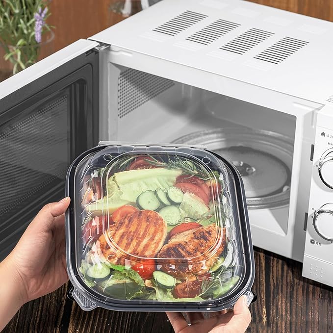 Karat Premium PP Hinged Container, 10.25"x9", 1 compartment, Take Out Food Containers - Case of 150 pcs