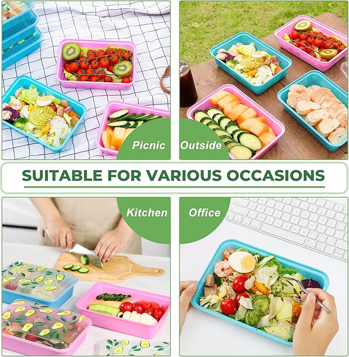 10 Pack 42 oz Meal Prep Containers, Reusable Plastic Food Prep Storage Containers with Printed Lids, Stackable, Leakproof, Microwave & Freezer & Dishwasher Safe,To Go Take Out Box, Bread