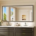 Keonjinn 72" x 36" Large Black Bathroom Vanity Mirror, Brushed Black Framed by Keonjinn
