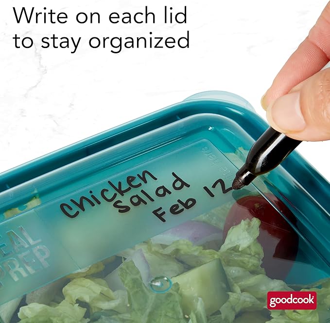 GoodCook Meal Prep Rectangle Two Compartment 20-Piece, Teal, Made without BPA