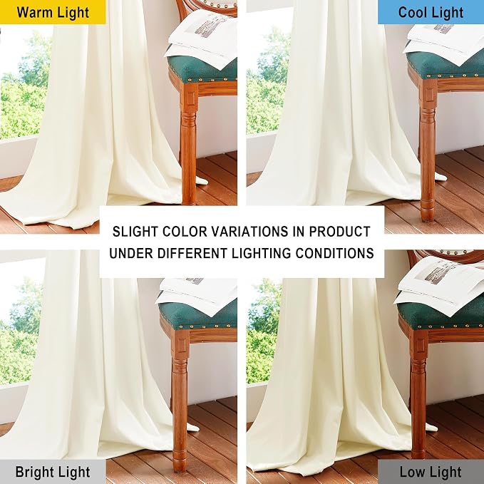 NICETOWN Thermal Insulated Velvet Curtains Ivory White 90 Inch Length, Heavy - Image 5